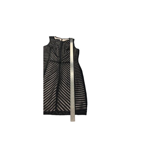 A. Byer Junior Sleeveless Black & Beige Zigzag Mesh Knee Length Dress Size 13 - Picture 8 of 10